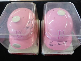 (2) Boston Red Sox Greats Signed Baseball Mini Helmets - Luis Tiant Jim Lonborg