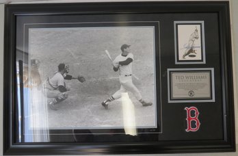 Ted Williams Red Sox Signed Framed Baseball Display - Green Diamond COA