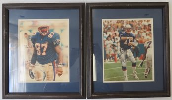 (2) Drew Bledsoe And Ben Coates Patriots Signed 8 X 10 Photo Lot - Framed