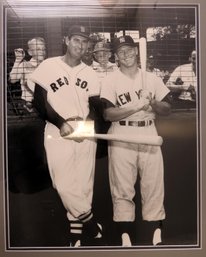 Ted Williams Mickey Mantle Yankees Red Sox Baseball 16 X 20 Photo - Framed