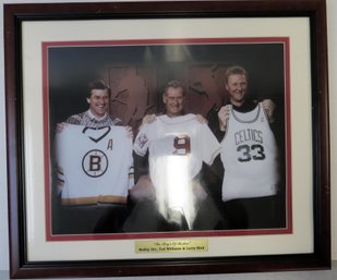 Bobby Orr Larry Bird Ted Williams Boys Of Boston 16 X 20 Photo - Framed