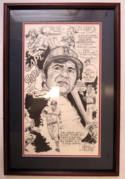 1970's Carl Yastrzemski Cartoon Baseball Red Sox Print By Phil Bissell