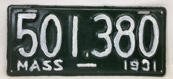 Repainted 1931 Massachusetts License Plate