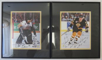 (2) 1990's Boston Bruins Hockey Players Signed 8 X 10 Photo Lot - Framed