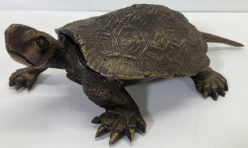 Vintage Brass Snapping Turtle With Detachable Shell - 7.5'