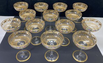 (14) Gorgeous Antique Hand Painted Goblets