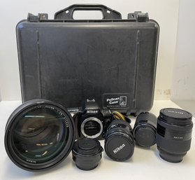 NIKON N70 Camera With Several Extra Lenses & Pelican Hard Case