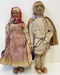 (2) Vintage C. 1910 Russian Travel/Souvenir Dolls