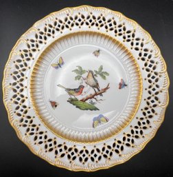 Antique Herend Rothschild Bird Reticulated Plate #8430