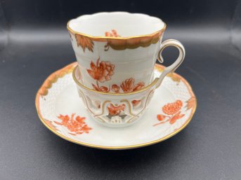 Rare Vintage Herend Fortuna Chocolate Cup & Saucer #713/VBOH