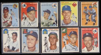 (10) 1954 Topps Baseball Cards With Whitey Ford