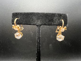 14KT Yellow Gold And Diamond Simulate Earrings 4.5 Grams