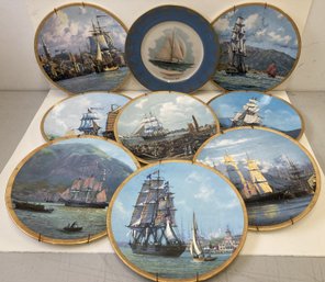 (9) Nautical Collectors Plates By The Hamilton Collection & Gorham