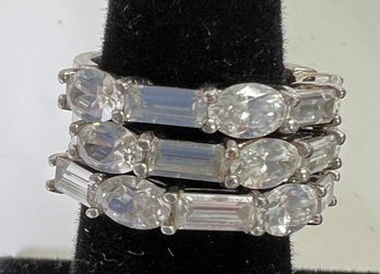 (3) Sterling Silver .925 Stacking CZ Rings Bands Sz.7