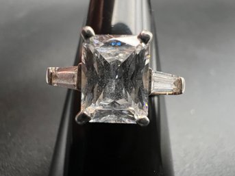 Sterling Silver .925 CZ Faux Diamond Engagement Ring Sz 8
