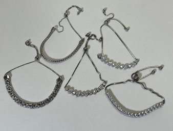 (5) Sterling Silver .925 Slide Toggle Bracelets