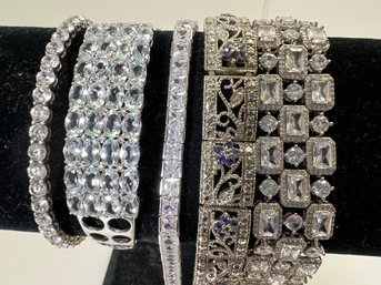 (5) Sterling Silver .925 CZ Bracelets 3.80 OZ