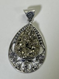 Designer Arya Sterling Silver .925 Large Druzy Pendant