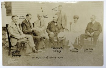 1924 Thomas Edison President Coolidge Henry Ford Real Photo Postcard