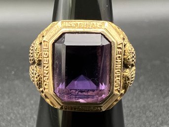 10KT Gold & Amethyst 1947 Carnegie Institute Of Technology Class Ring Sz 6