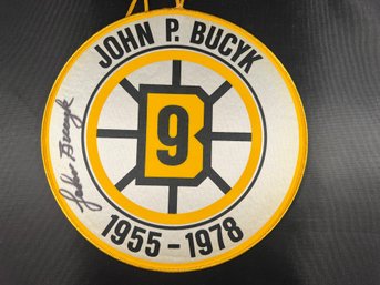 Johnny Bucyk Boston Bruins Signed Hockey Large Patch