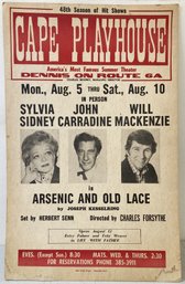 1970s Era CAPE PLAYHOUSE Advertisement Poster For ARSENIC AND OLD LACE