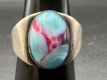 Vintage Sterling Silver Pink Opal Turquoise Ring Sz 7