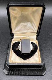Incredible Art Deco Sterling And Black Onyx Ring Sz 6.5