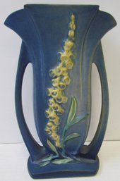 Vintage ROSEVILLE Pottery Double Handled Vase With FOXGLOVE Pattern