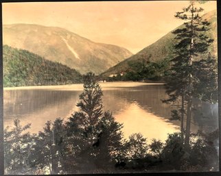 C. 1910's Echo Lake Franconia Notch NH Hand Colored Photo By Charles Sawyer