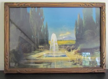 Antique Framed ATKINSON FOX 1920s Lithograph FOUNTAIN OF LOVE