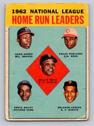1963 Topps #3 HR Leaders W/ Hank Aaron Willie Mays Baseball Card