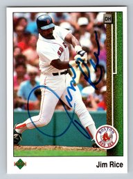 1989 Upper Deck Jim Rice Signed Autographed Baseball Card - Hall Of Famer