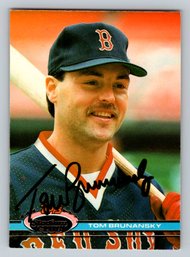 1991 Stadium Club Tom Brunansky Signed Autographed Baseball Card