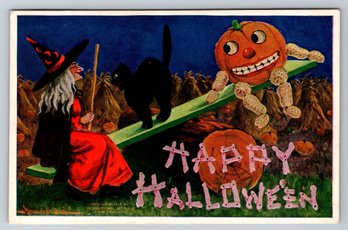 1908 Halloween Artist Signed Embossed Postcard