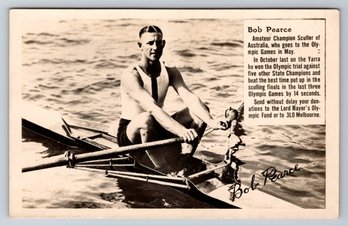Rare 1932 Olympics Bob Pearce Rower Real Photo Postcard