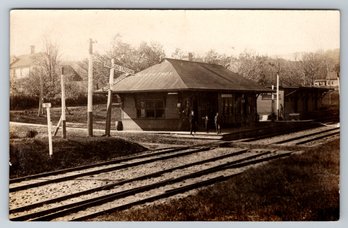 1907 North Troy VT Train Railroad Depot Real Photo Postcard RPPC