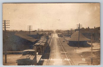 1910's Brookfield MA Train Railroad Depot Real Photo Postcard RPPC