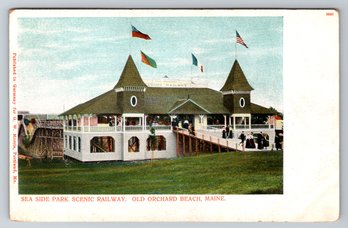 C. 1905 Old Orchard Beach Maine Sea Side Park Scenic Railway Postcard