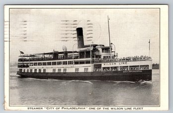 C. 1920's City Of Philadelphia Steamer Wilson Line Fleet Boat Postcard