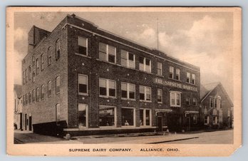 1925 Alliance OH Supreme Dairy Company Postcard