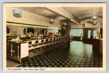 1940's St John New Brunswick Canada The Riviera Soda Ice Cream Fountain Postcard