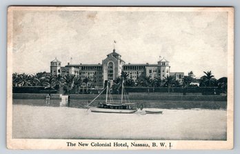 1910's Nassau Bahamas British West Indies BWI New Colonial Hotel Postcard