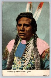 C. 1910 Curley General Custer's Scout Embossed Native American Postcard