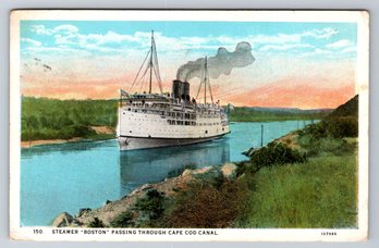 1905 Cape Cod Canal Steam Ship Boston Postcard