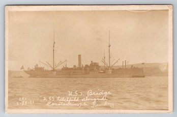 1923 USS Bridge (AF-1) Navy Ship Constantinople Turkey Real Photo Postcard