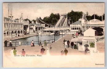 C. 1905 White City Worcester MA Amusement Park Postcard