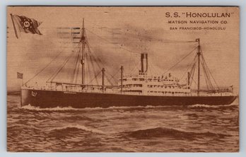 1915 SS Honolulan Mason Luxury Liner Postcard World's Fair Postmark