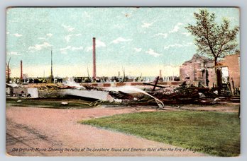 1907 Old Orchard Maine Seashore House Emerson Hotel Fire Ruins Postcard