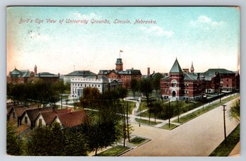 1908 Lincoln Nebraska University College Grounds Postcard